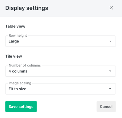 Resources > Media > Settings modal